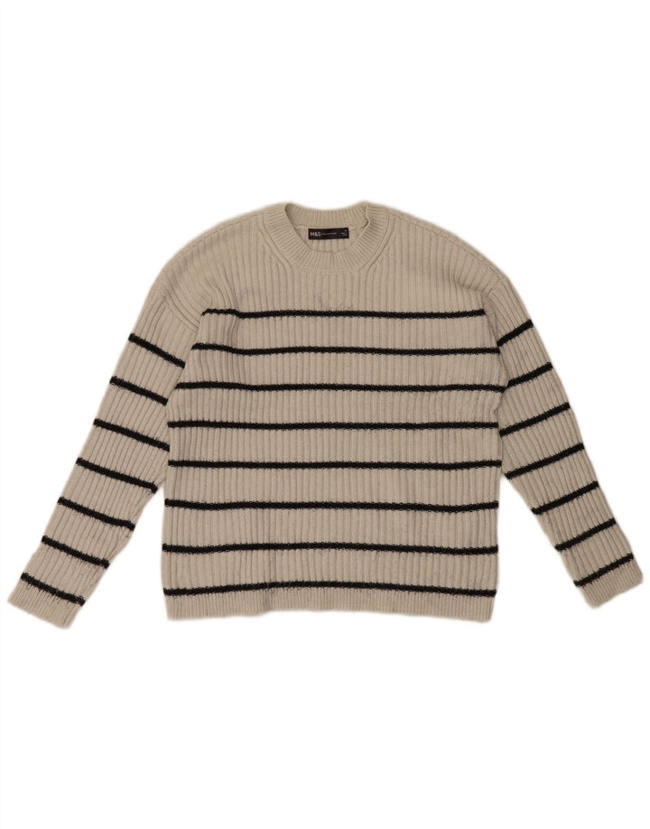 Marks & Spencer Womens Crew Neck Jumper Sweater UK 12 Medium Off White