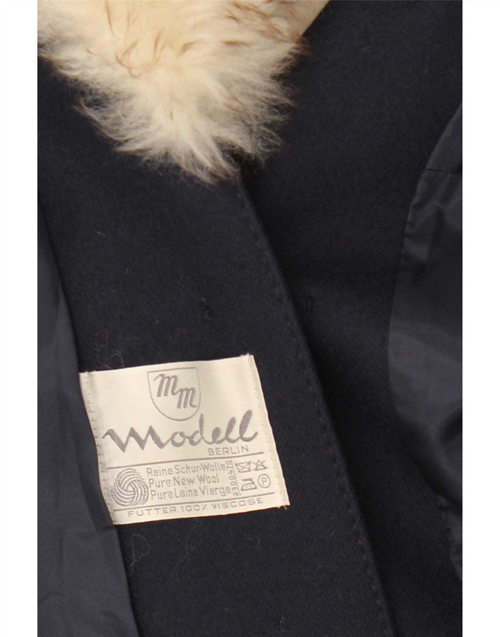 Vintage Womens Overcoat UK 18 XL Navy Blue Wool