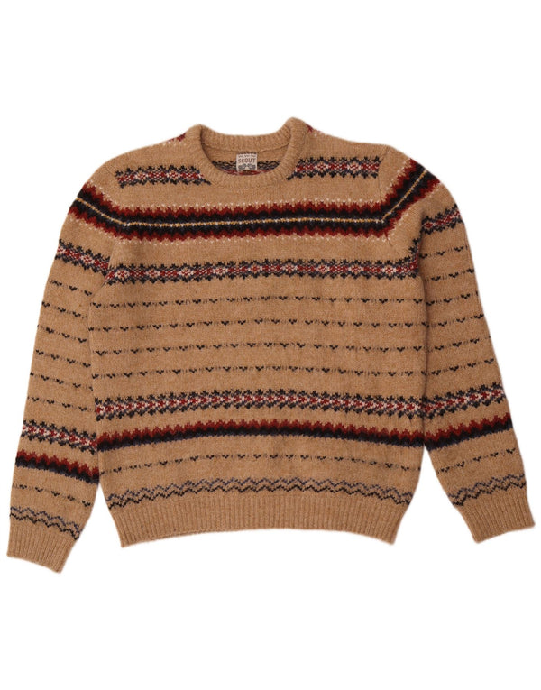 Sweter męski Scout z okrągłym dekoltem, duży, beżowy, nylon Fair Isle