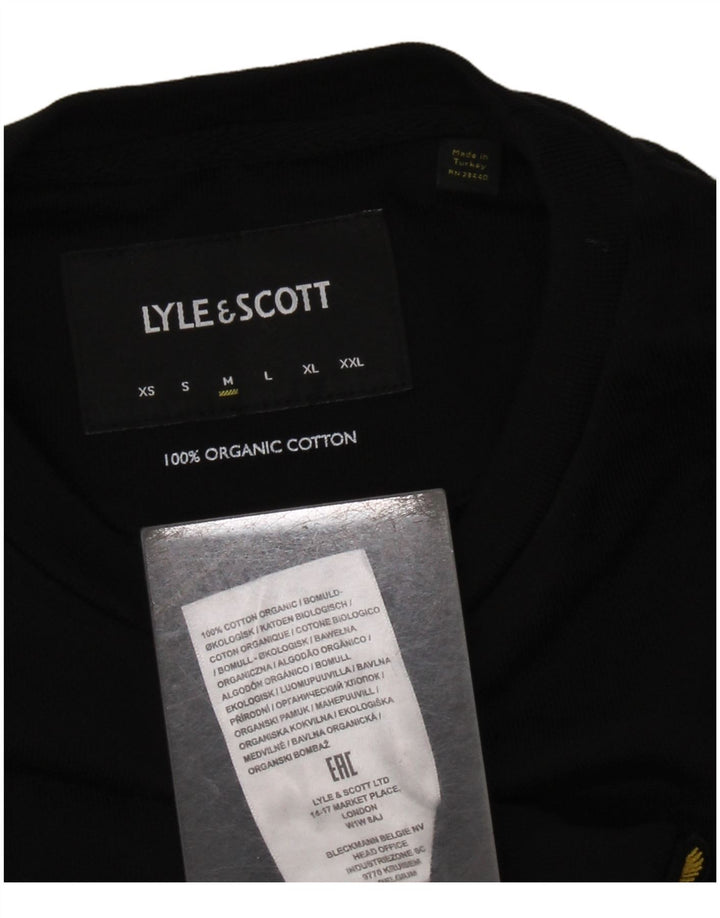 LYLE & SCOTT Mens Sweatshirt Jumper Medium Black Cotton