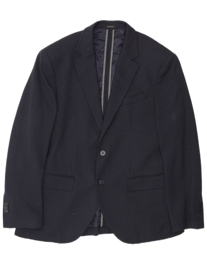 Jaqueta blazer masculina Massimo Dutti com 2 botões UE 50 lã azul marinho médio
