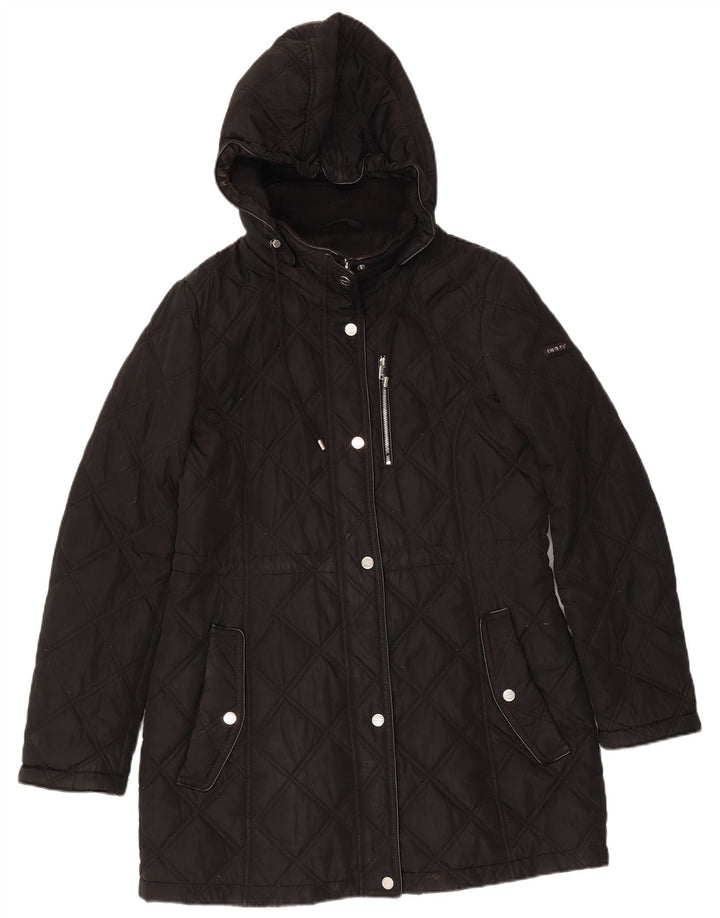Giacca trapuntata con cappuccio da donna Dkny UK 14 poliestere medio blu navy
