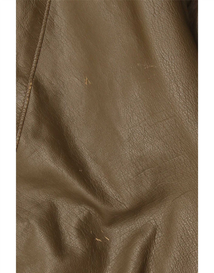 Vintage Mens Leather Jacket UK 38 Medium Khaki Leather