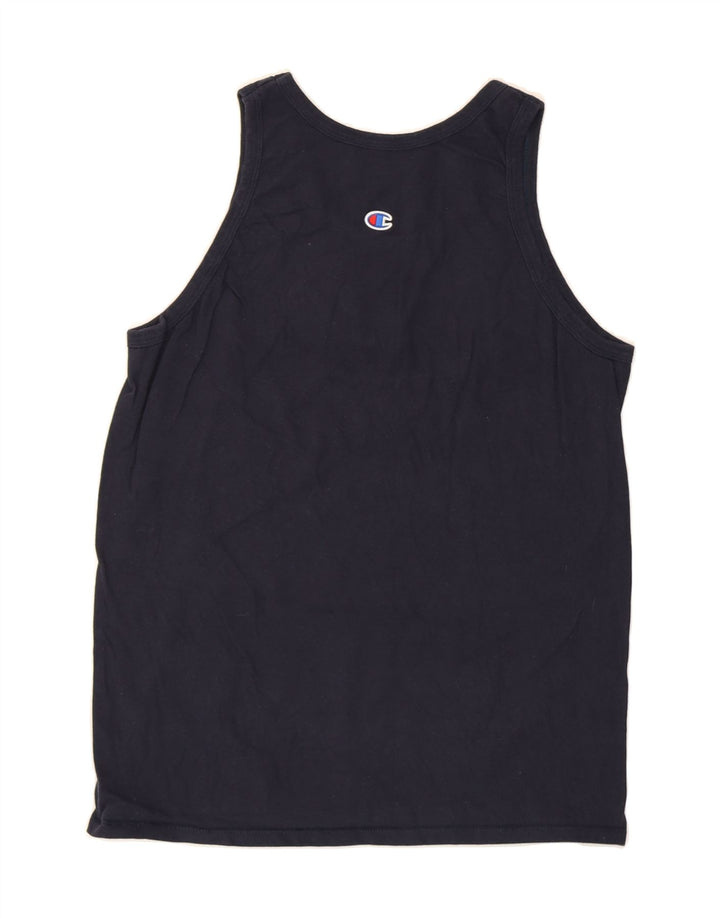CHAMPION Womens Graphic Vest Top UK 14 Medium Navy Blue Cotton Vintage Champion and Second-Hand Champion from Messina Hembry 