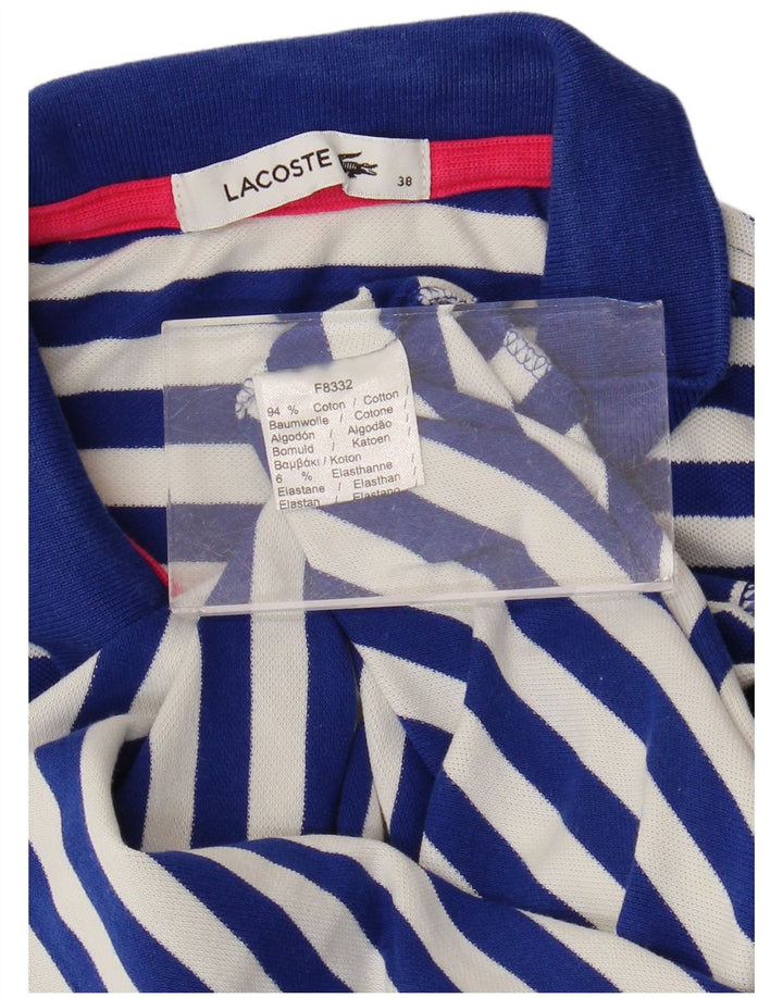 Polo da donna Lacoste taglia 38 in cotone a righe blu medio