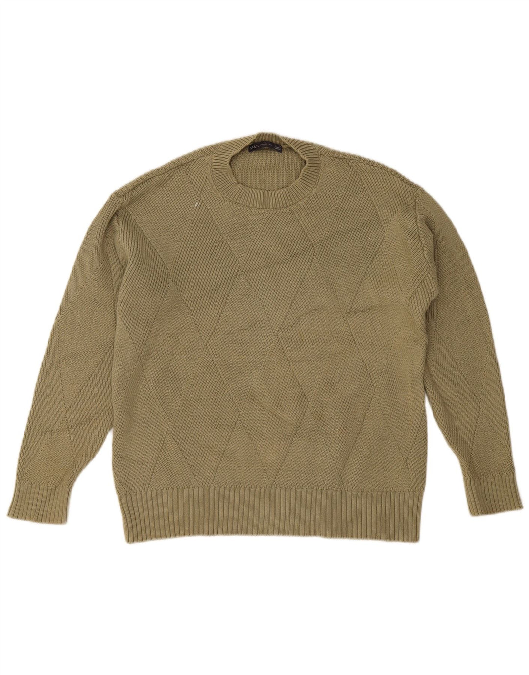 Marks & Spencer Womens Crew Neck Jumper Sweater UK 14 Medium Khaki