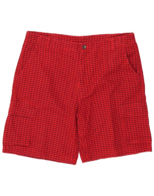 Converse Mens Cargo Shorts W38 XL Red Check Polyester