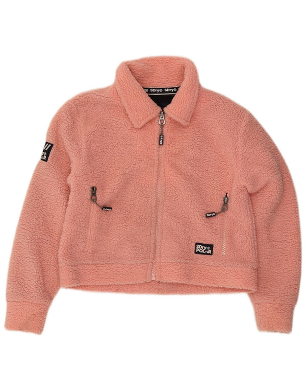 Superdry Damen Teddy Bear Übergroße Fleecejacke UK 10 Small Pink