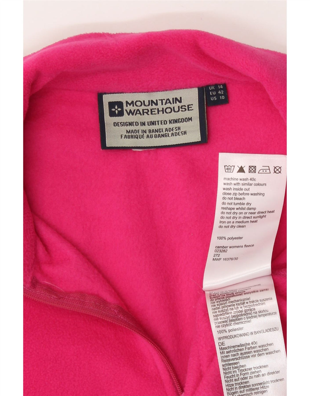 Mountain Warehouse Womens Zip Neck Fleece Jumper UK 14 Large Pink Polyester