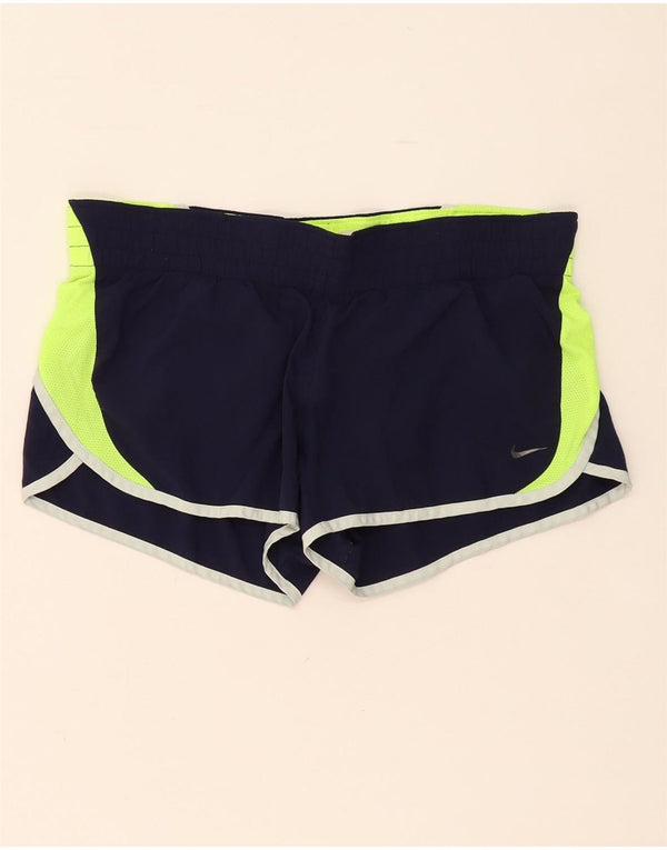 Nike Womens Regular Sports Shorts UK 14 medium Navy Blue Colourblock Sports