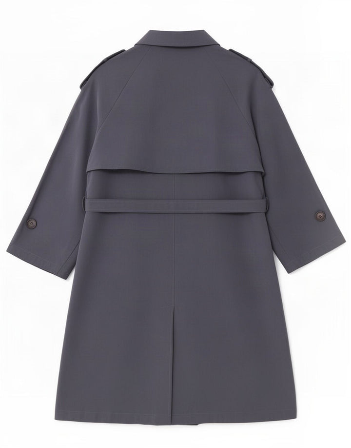 Zara Womens 3/4 Sleeve Oversized Trench Coat UK 10 Small Grey