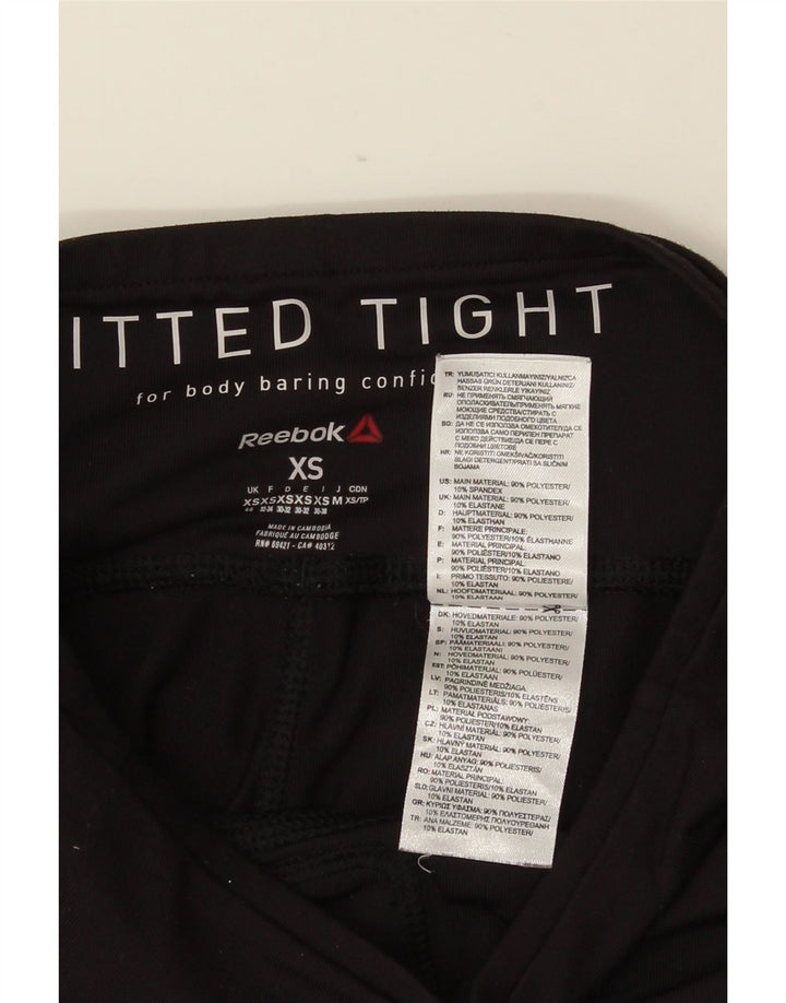 REEBOK Dame Leggings UK 4/6 XS Sort Polyester