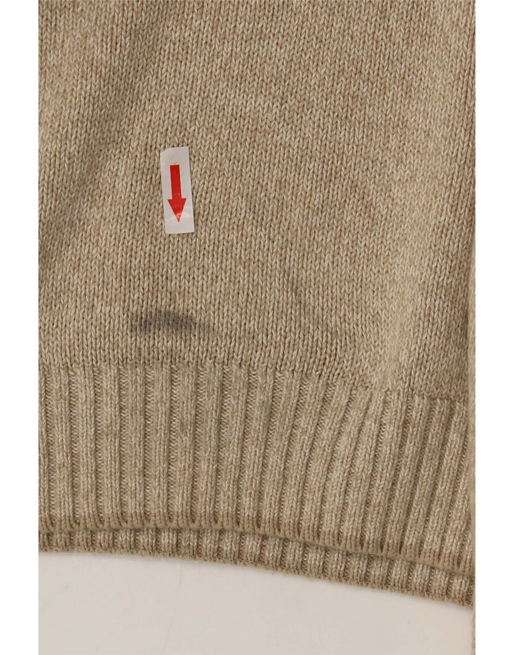 Gant Mens V-Neck Jumper Sweater XL Beige Cotton