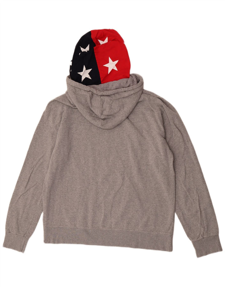 Converse Mens Graphic Hoodie Jumper Large Grey Cotton