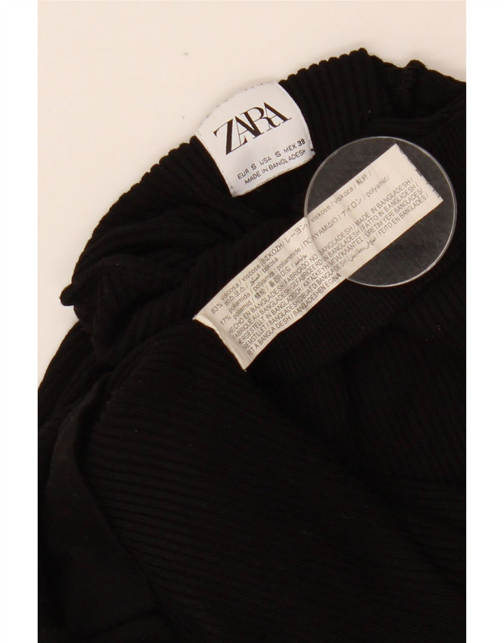 ZARA Womens Turtle Neck Jumper Sweater UK 8 Small Black Viscose