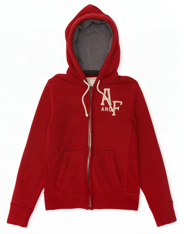 Męski sweter z kapturem i zamkiem Abercrombie & Fitch, mały, bordowy