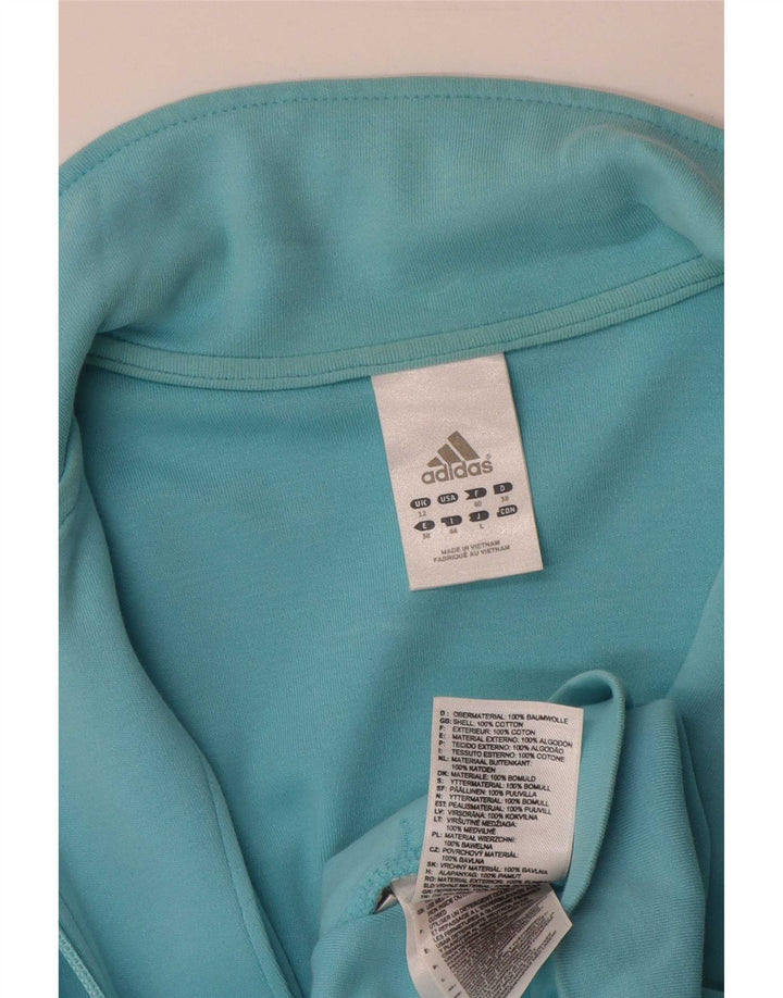 Giacca da ginnastica da donna Adidas UK 12 cotone blu medio