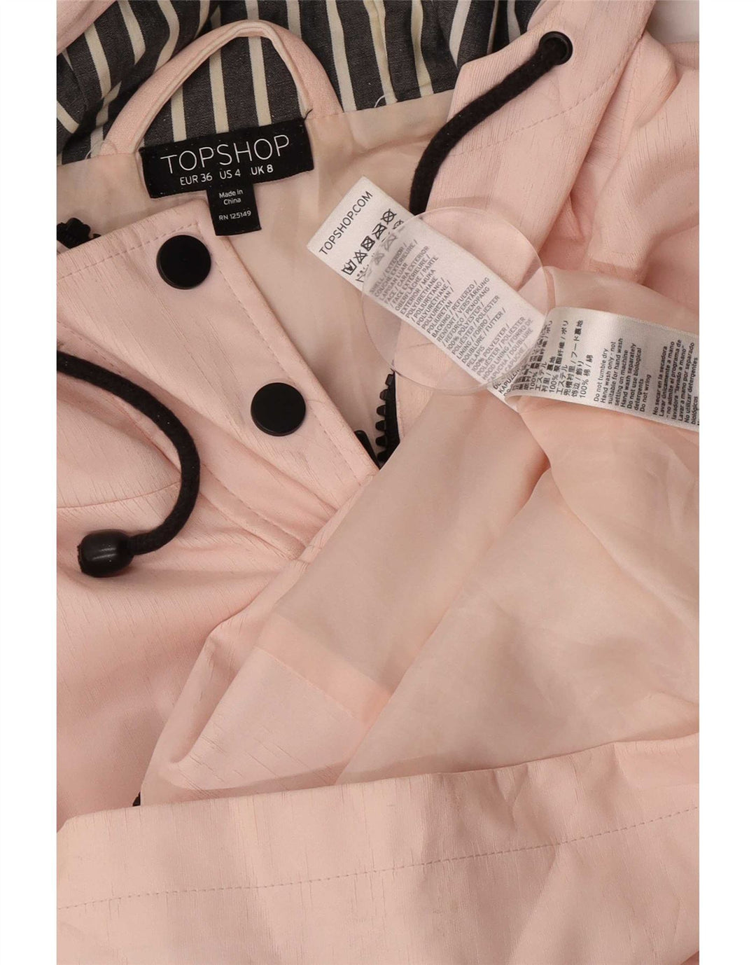 Женская дождевик Topshop стандартного кроя с капюшоном UK 8, маленький розовый полиэстер