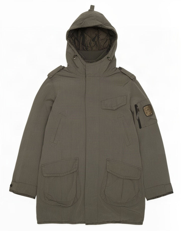 Dekker Mens Military Hooded Parka Jacket UK 36 Small Grey Polyamide