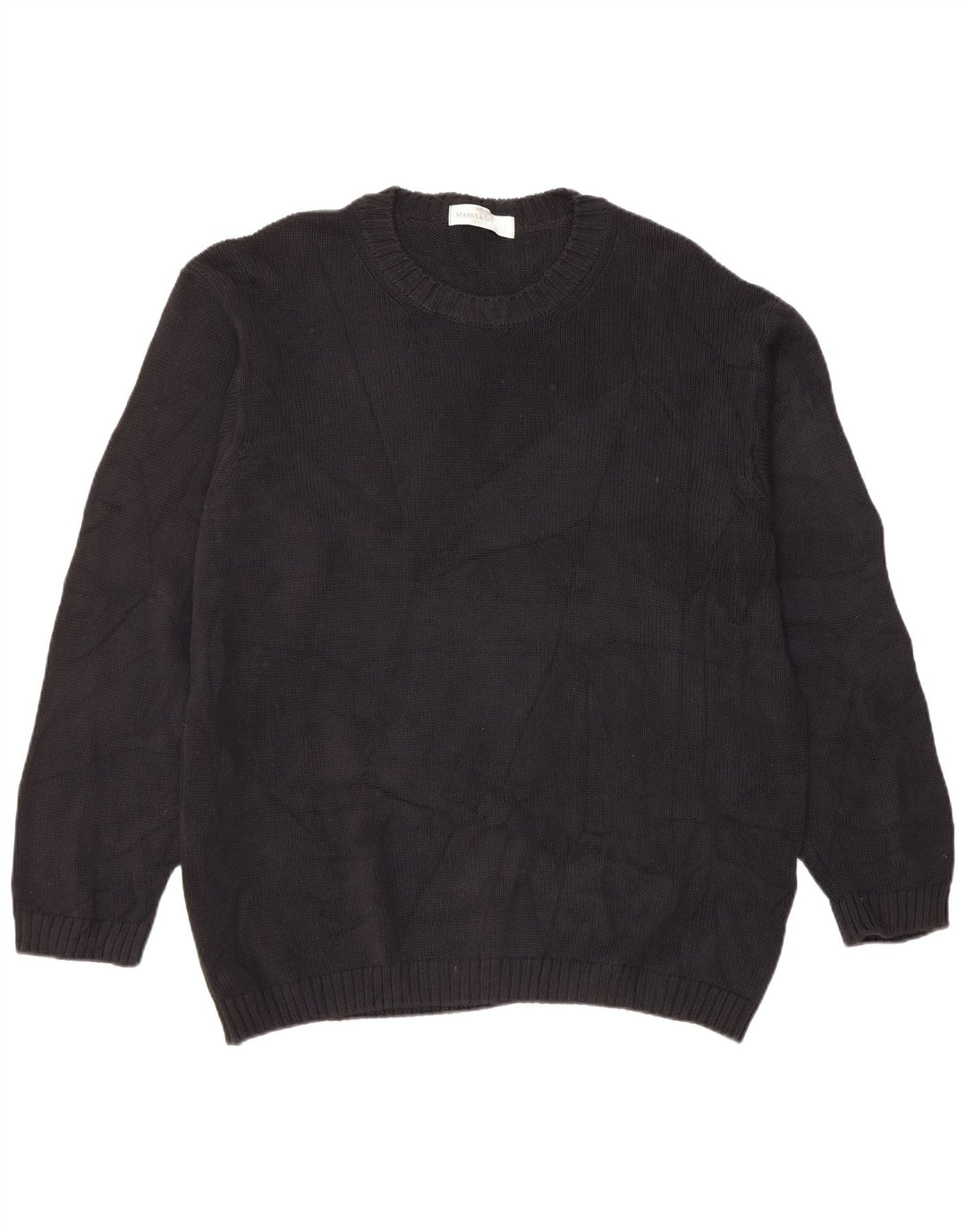 Marks & Spencer Mens Crew Neck Jumper Sweater Large Black Cotton