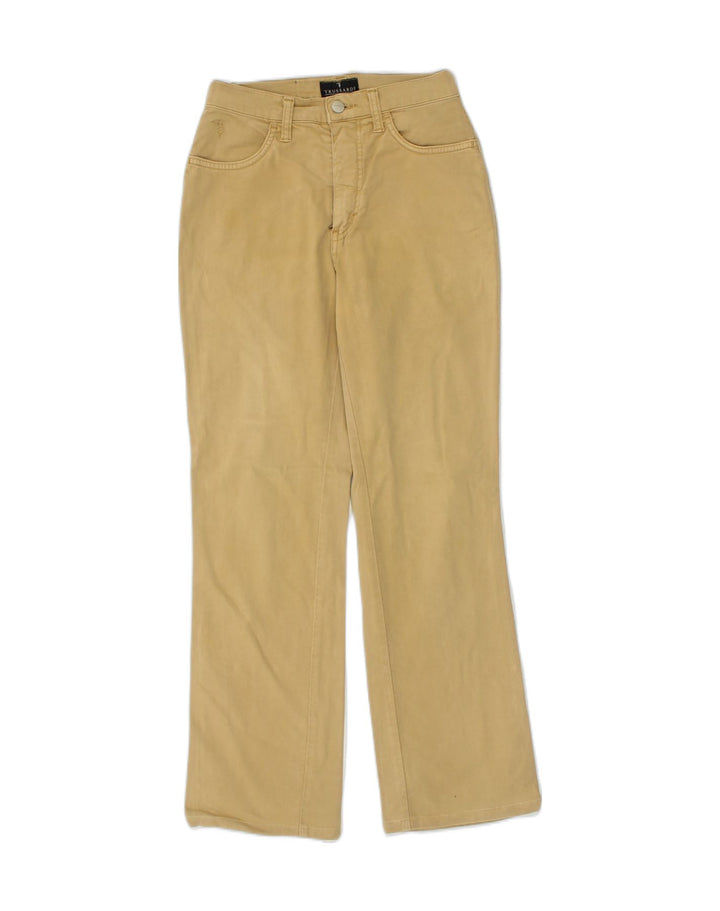 TRUSSARDI Womens Straight Casual Trousers W25 L27 Khaki Cotton | Vintage Trussardi | Thrift | Second-Hand Trussardi | Used Clothing | Messina Hembry 