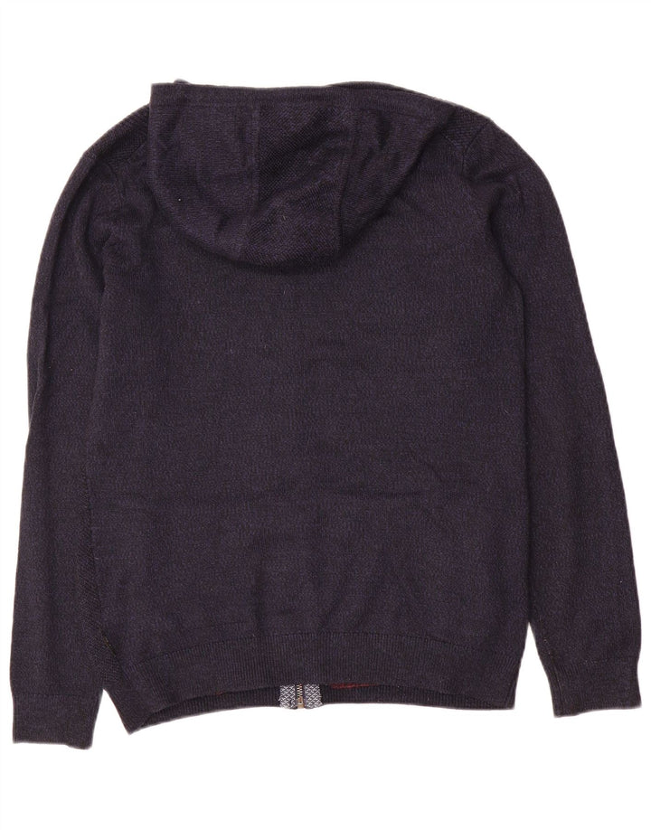 Ted Baker Mens Hooded Full Zip Cardigan Sweater Size 2 Small Navy Blue