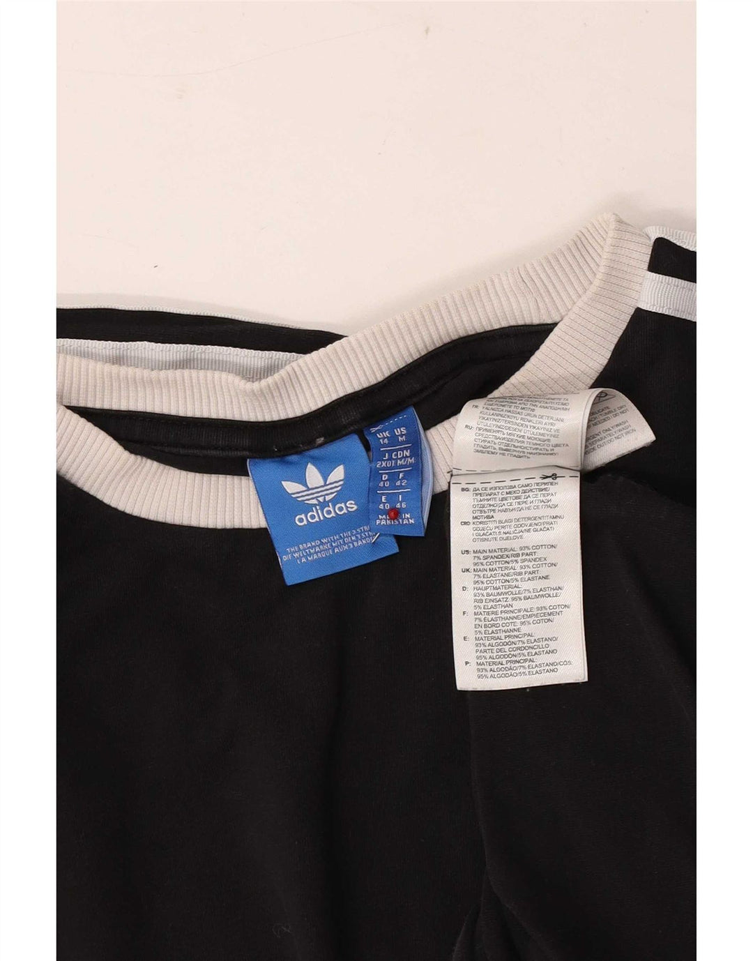 Adidas Damen Top Langarm UK 14 Medium Schwarz Baumwolle