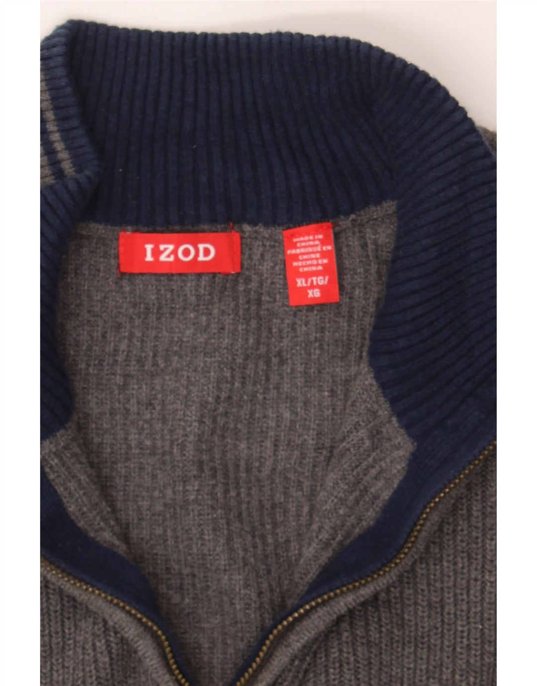 IZOD Mens Zip Neck Jumper Sweater XL Grey Cotton Vintage Izod and Second-Hand Izod from Messina Hembry 