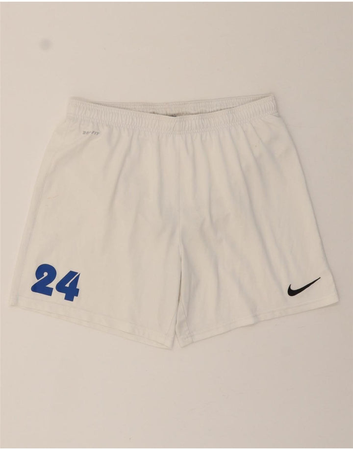 NIKE Mens Dri Fit Graphic Sport Shorts Large  White Polyester Vintage Nike and Second-Hand Nike from Messina Hembry 