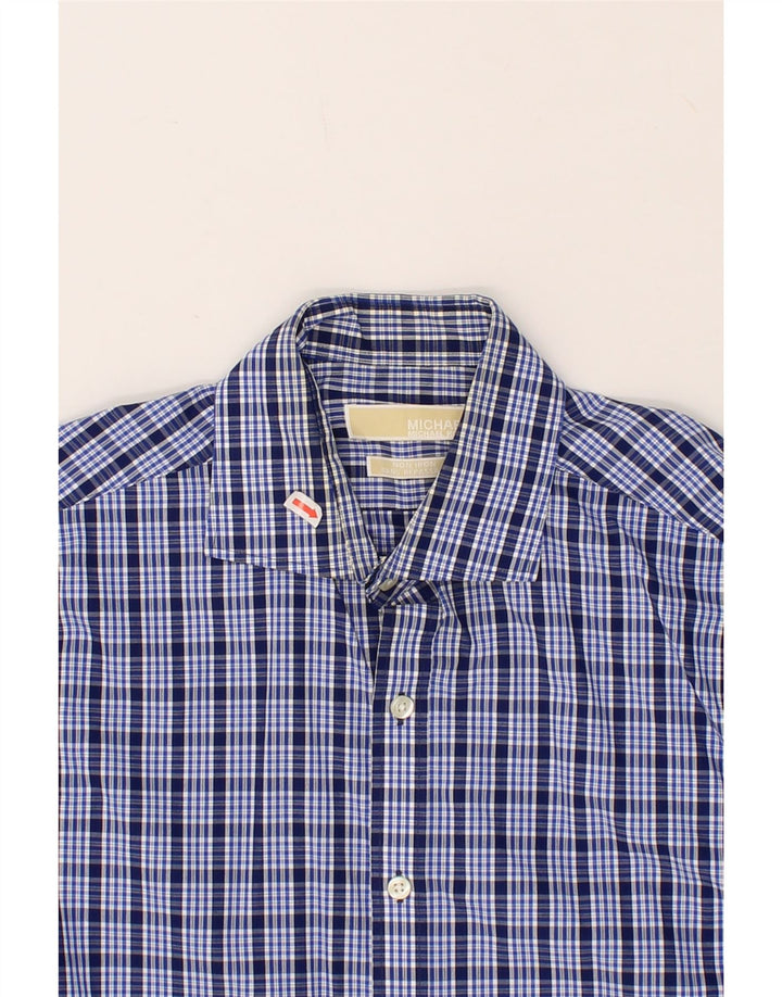 MICHAEL KORS Mens Shirt Size 15 1/2 Medium Navy Blue Check Cotton Vintage Michael Kors and Second-Hand Michael Kors from Messina Hembry 