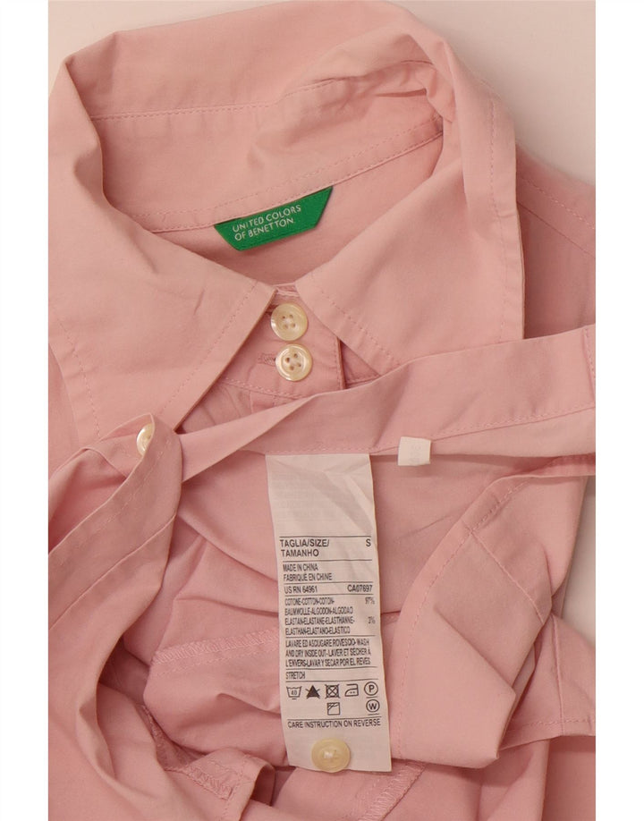 BENETTON Womens Shirt UK 10 Small Pink Cotton
