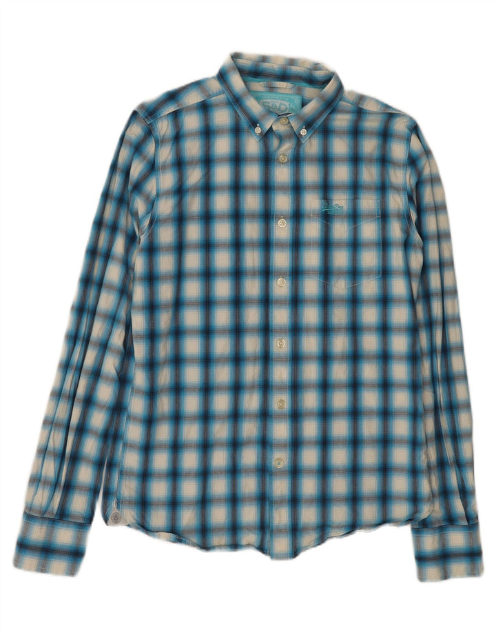 Superdry Mens Shirt Large Blue Check Cotton
