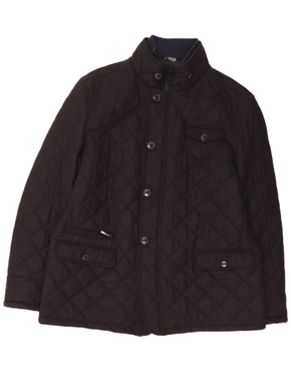 Vintage Mens Quilted Jacket IT 60 4XL Navy Blue Wool