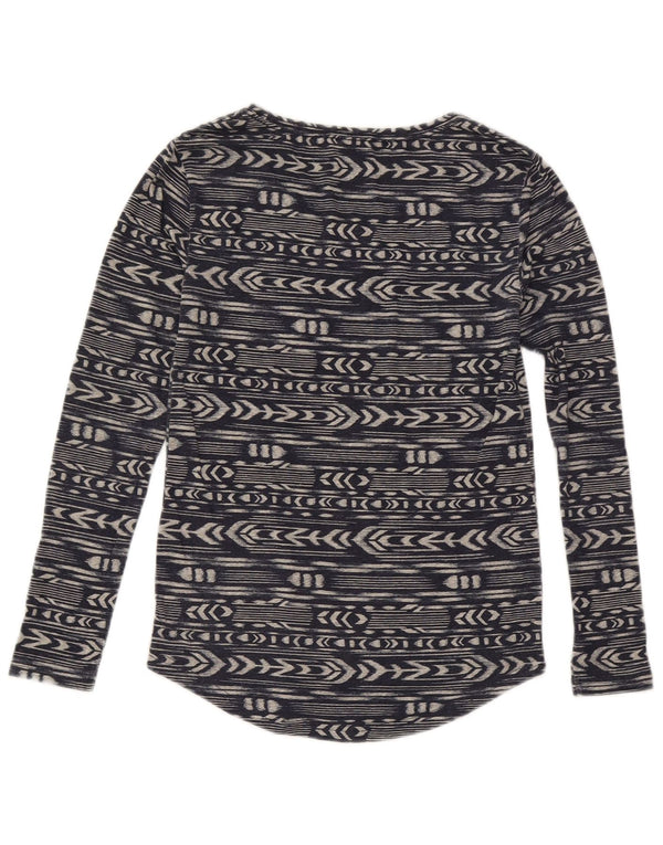 Roxy Dame Top Langærmet UK 6 XS Navy Blue Geometrisk Polyester