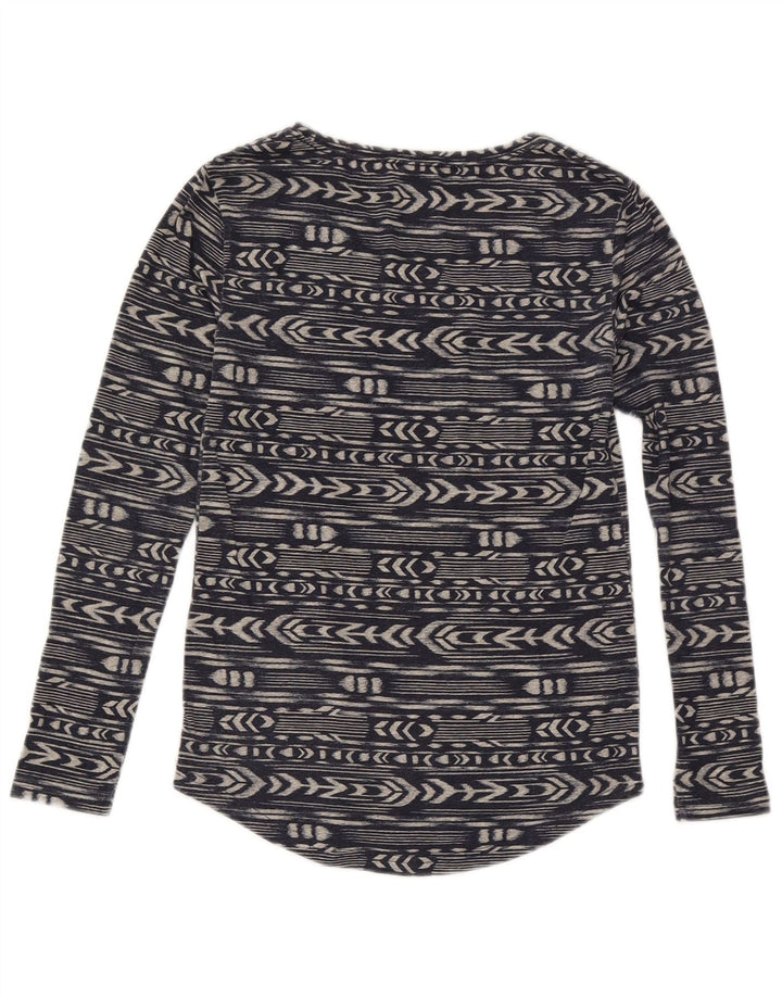 Top da donna a maniche lunghe Roxy UK 6 XS poliestere geometrico blu navy