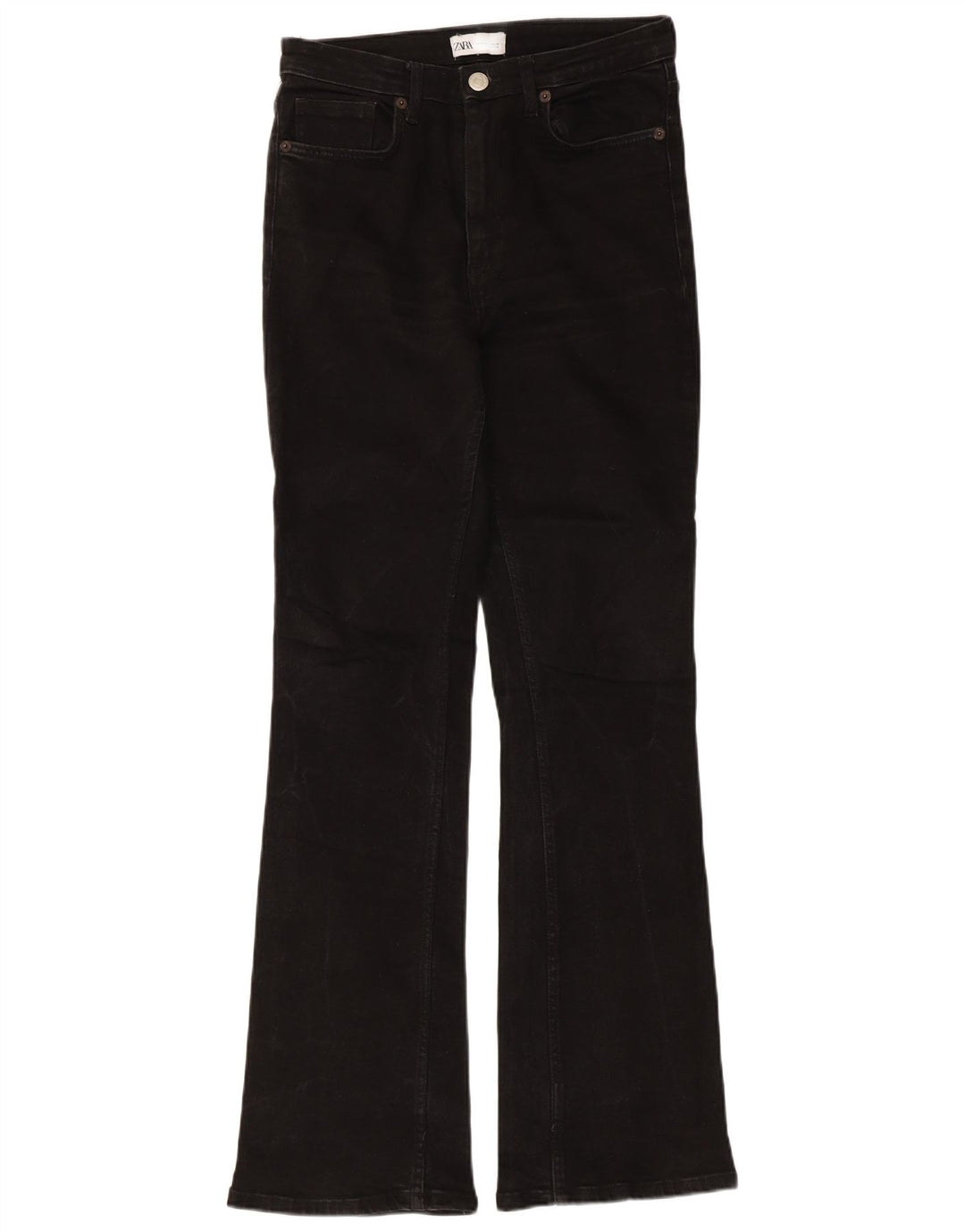 Zara Dame Flared Jeans EU 38 Small W28 L31 Sort Bomuld