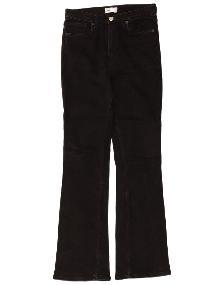 Zara Dame Flared Jeans EU 38 Small W28 L31 Sort Bomuld