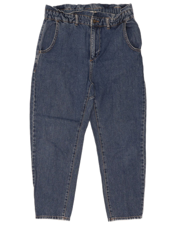Zara Womens Crop High Waist Tapered Jeans eu 34 2XS W24 L25 Blue Cotton