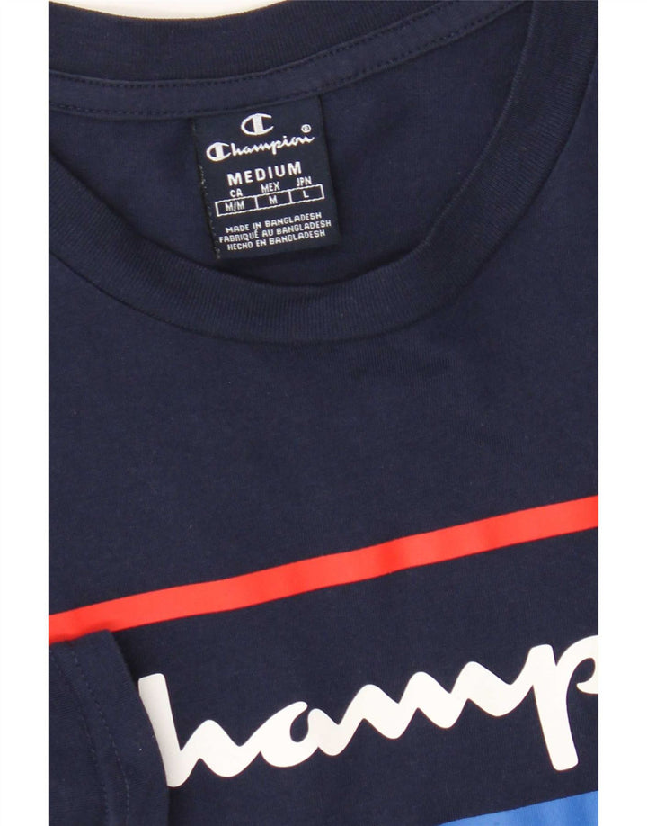 Champion Mens Graphic T-Shirt Top Medium Navy Blue