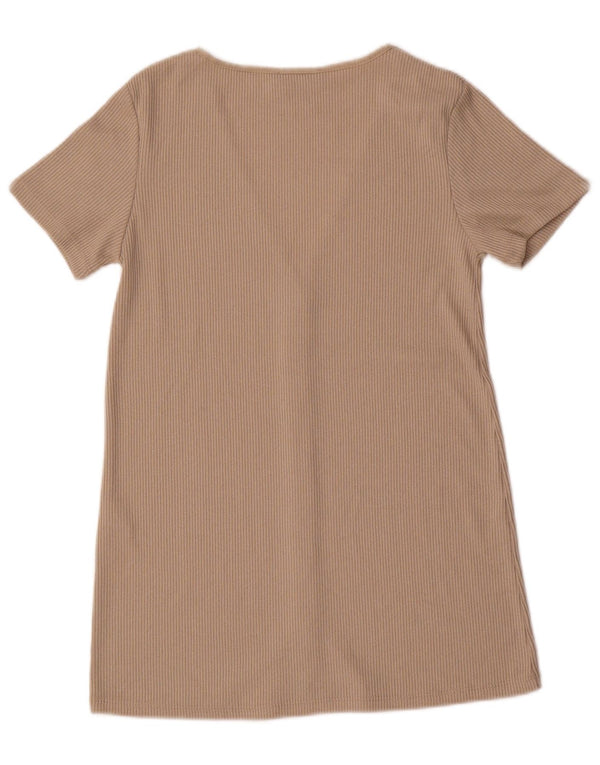 Zara Damen Kurzarm-Cardigan-Oberteil UK 10 Small Beige Viskose