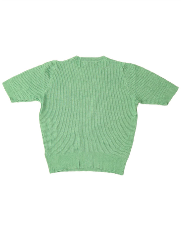 MARKS & SPENCER Womens Crew Neck Jumper Sweater UK 12 Medium Green