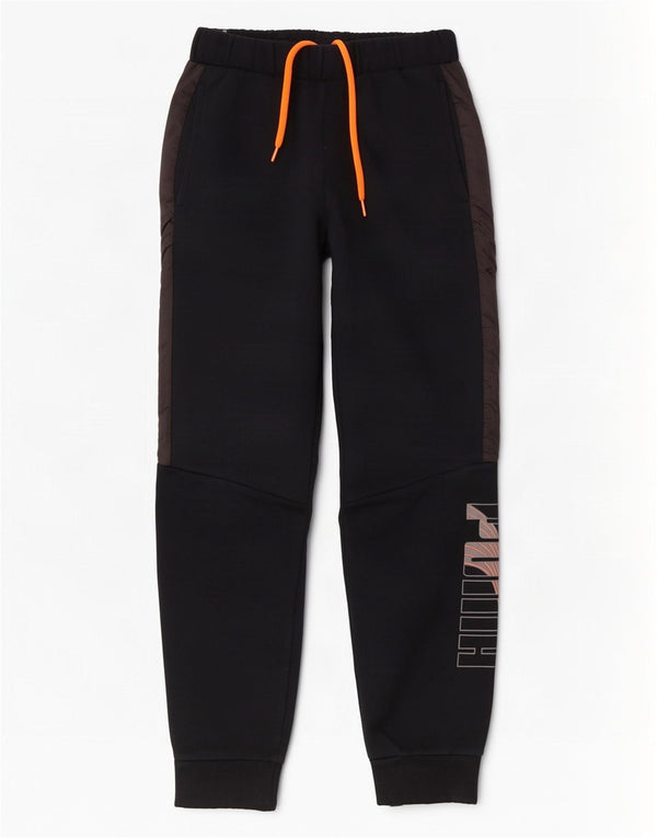 Puma Pantalon de survêtement graphique pour homme en coton color block Small Noir
