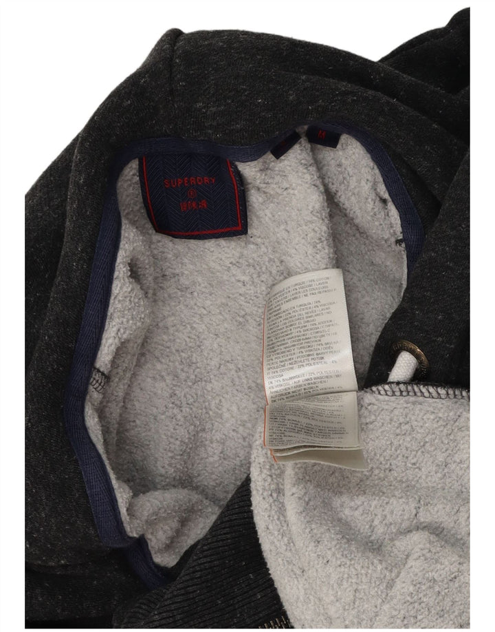 Superdry Mens Graphic Zip Hoodie Sweater Medium Grey Flecked Cotton