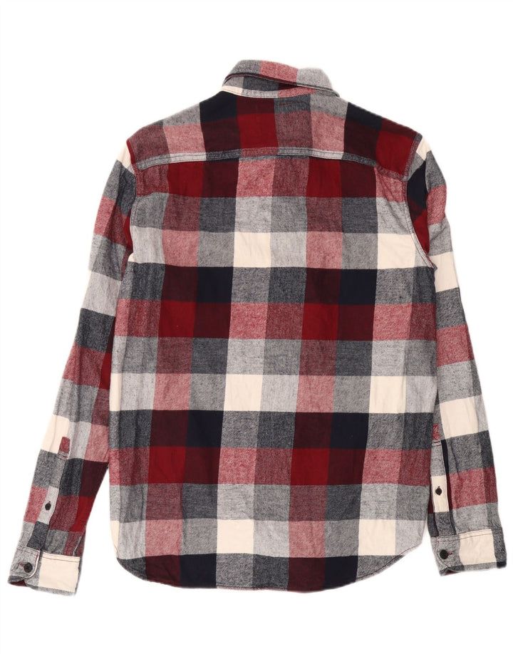 Hollister Mens Flannel Shirt Medium Burgundy Gingham Cotton