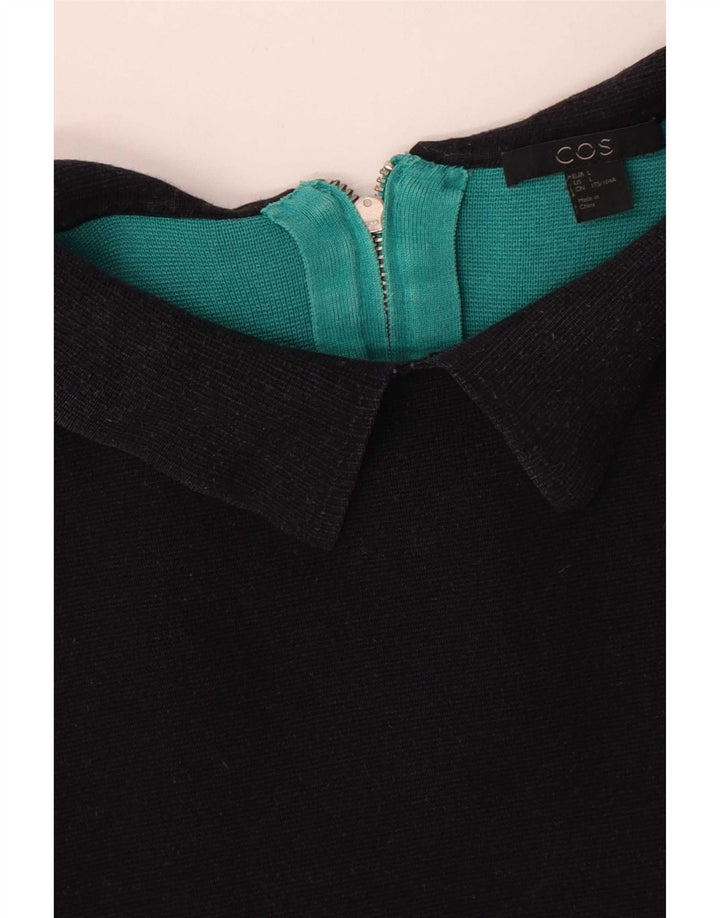 Cos Womens Shift Dress UK 16 Large Black Colourblock Cotton