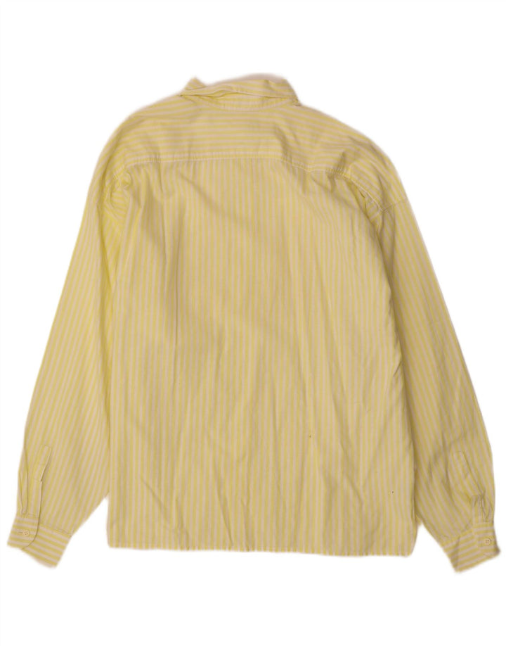 BENETTON Damen-Oversize-Hemd IT 46, groß, gelb gestreift, aus Baumwolle