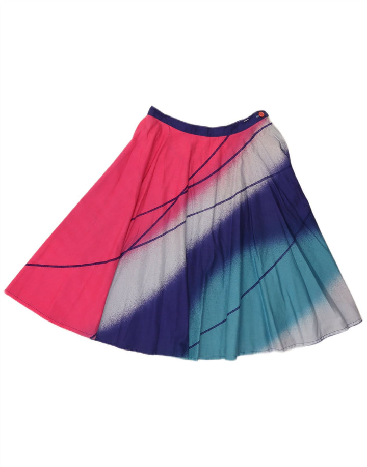 Gonna a trapezio da donna vintage W26 piccola multicolore color block