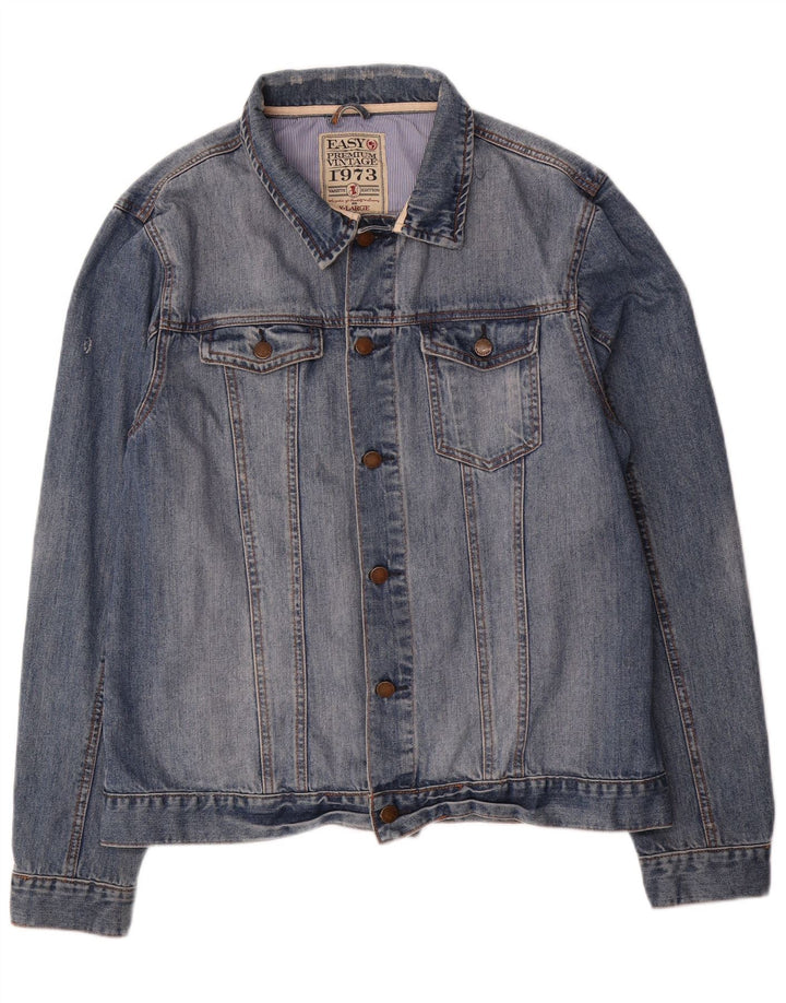 Easy Herre denimjakke UK 40 Large Blue Cotton