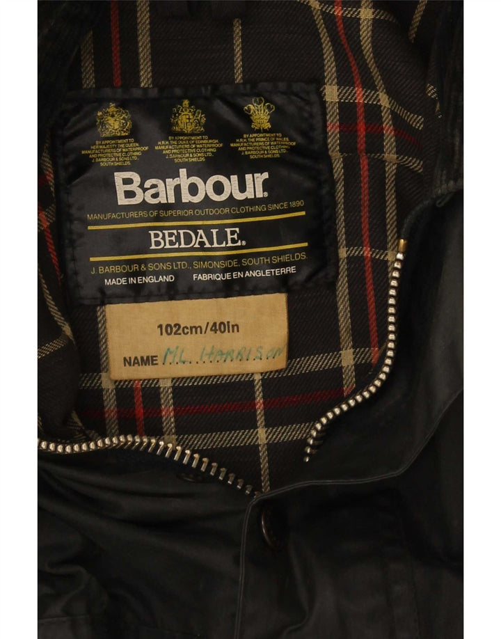 Barbour Herre Bedale Vokset Bomuldsjakke Størrelse 40 Medium Sort