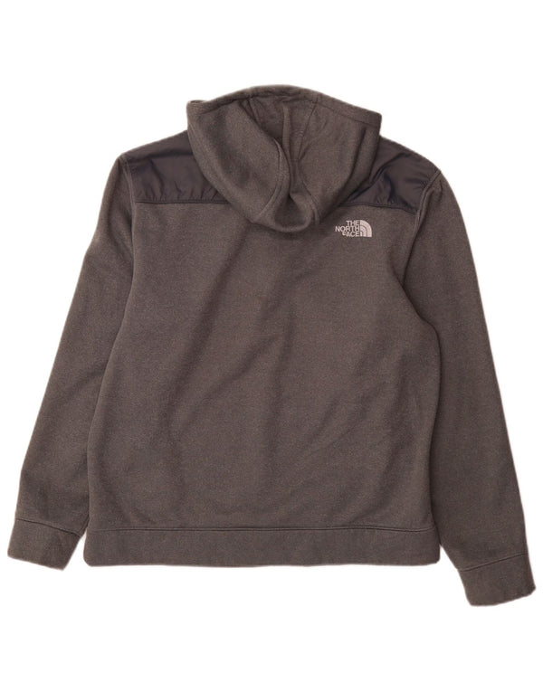 The North Face Mens Zip Neck Hoodie Jumper Large Grey Colourblock Polyester